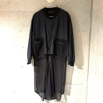 micalle micalle 나일론 X 메쉬 롱 자켓 네이비