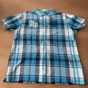 Admiral 골프웨어 파랑 체크 무늬 피케 셔츠