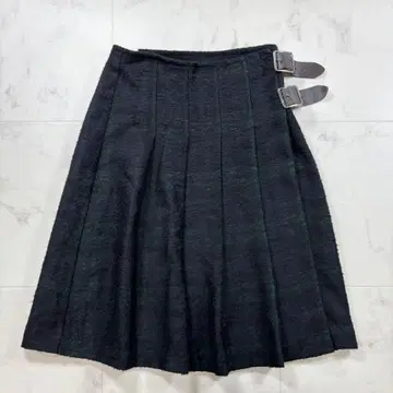 오닐 오브 더블린 무릎 기장 스커트 플리츠 울 가을/겨울 그린 네이비