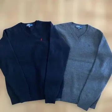 랄프 로렌 V넥 스웨터 2세트 네이비 그레이