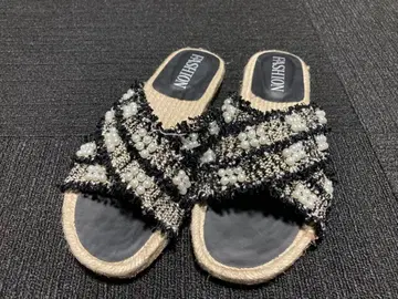 FASHION 펄 장식 에스파드리유 샌들