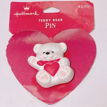 80's vintage Hallmark 브로치 하얀 곰돌이
