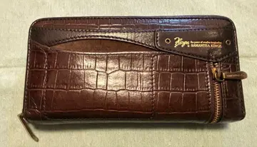 사만사 킹즈 장지갑 브라운 가죽 악어 엠보싱 브라운