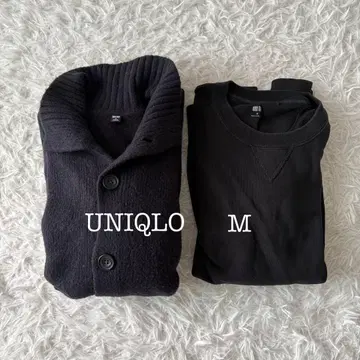유니클로 맨투맨 가디건 2종 세트 M 블랙 네이비 남성용
