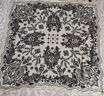 마니프리 울 실크 스톨 헤링본 직조 120 반다나 화이트 대형