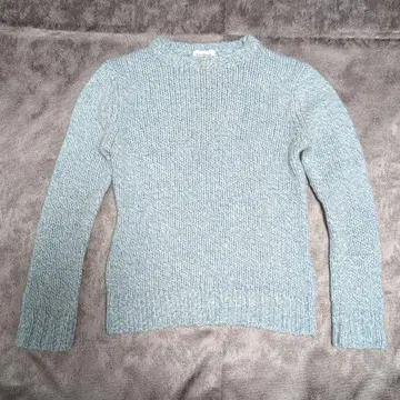 *VertDense* 베일댄스 니트 스카이블루 x 화이트 긴팔 크루넥