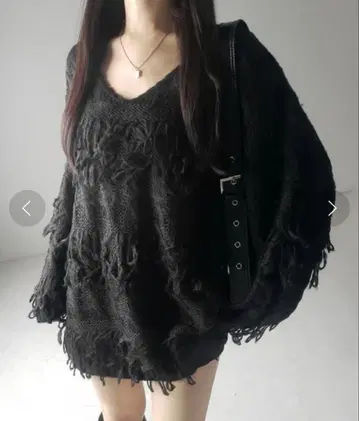 me+em select 루프 프린지 와이드 슬리브 오버 니트