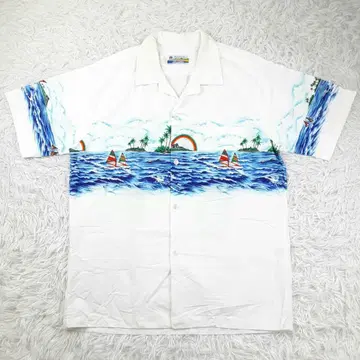 새상품급 쇼어라인 하와이 알로하 셔츠 화이트 계열 화이트 계열 USA제