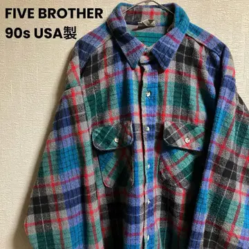 90s USA제 FIVE BROTHER 헤비 플란넬 셔츠