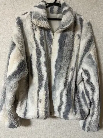 시마무라 퍼 보아 자켓 블루종 MIX 패턴 아우터 그레이