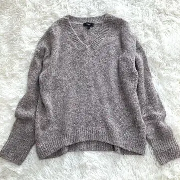 Theory 알파카 블렌드 오픈 넥 니트 그레이 루즈핏