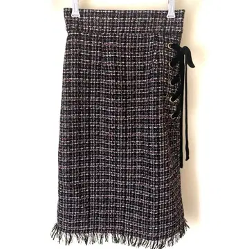 트위드 프린지 디자인 스커트