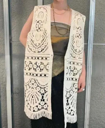 MEDI SHELL MOTIF CROCHET KNIT VEST ameri