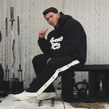 LYFT 블랙 조거 팬츠 사이드 스냅 속기모 M