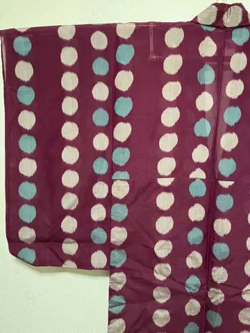 보라색 물방울 패턴 여름 명선 단기모노 다이쇼 로망