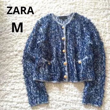 ZARA 자라 노카라 트위드 자켓 가디건 골드 버튼 M