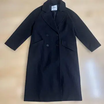 ZARA 블랙 더블 브레스트 롱 코트
