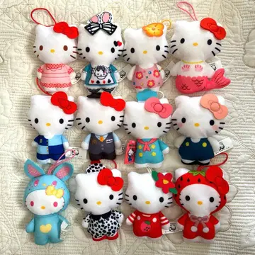 키티 봉제 인형 키링 스트랩 묶음 판매 콜라보 50주년
