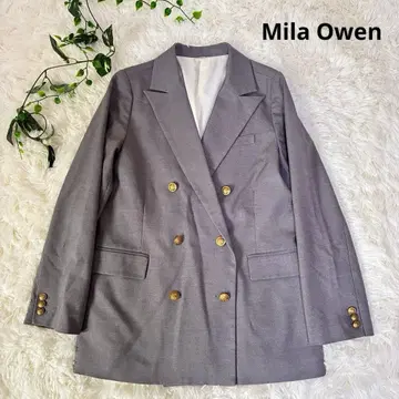 컨디션 최상 미라 오웬 금장 버튼 더블 블레이저 오버 자켓 그레이 M