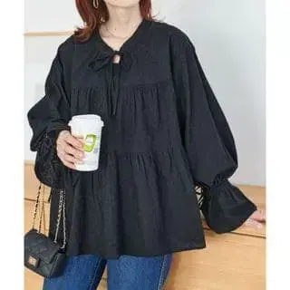 Discoat 자카드 티어드 블라우스