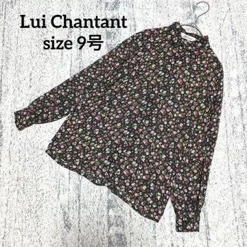 [루이 샨탄] 블라우스 꽃무늬 긴팔 시스루 9호 블랙 성인 캐주얼