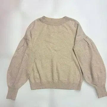 UNTITLED 벌룬 슬리브 니트 캐시미어 혼방 핑크 베이지