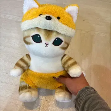 모프 샌드 고양이 봉제 인형 모자 포함 약 30cm