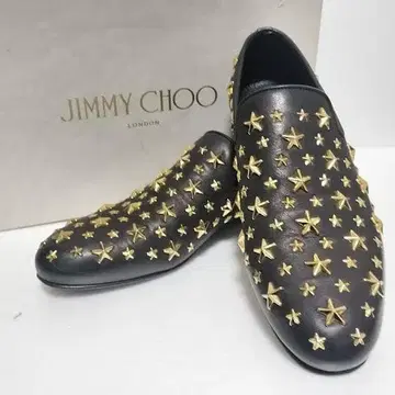 지미추 슬립온 가죽 스타 스터드 블랙/골드