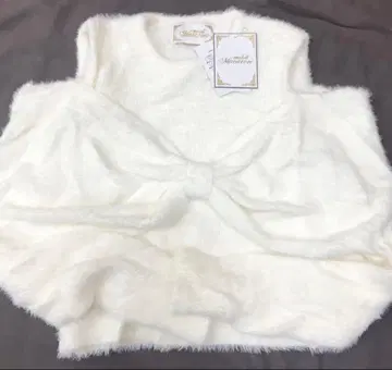 미셸 마카롱 리본 니트탑 화이트