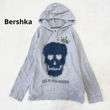 버쉬카 긴팔 후드티 맨투맨 해골 y2k 펑크 록 M 그레이