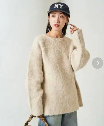 FREAK'S STORE 숏 샤기 니트 풀오버 내추럴