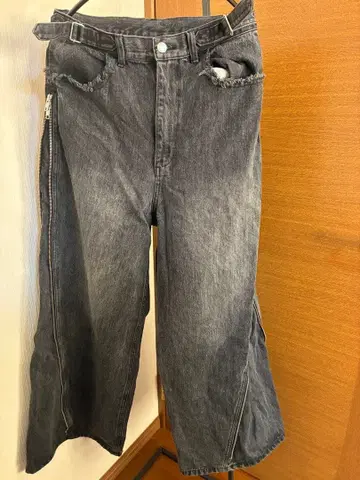 [ GRANCY ] 지퍼 디자인 배기 데님 팬츠