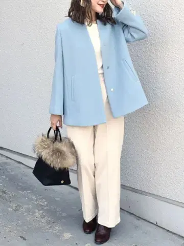 새상품 SHIPS SUPER140 키넥 숏코트 노카라 코트