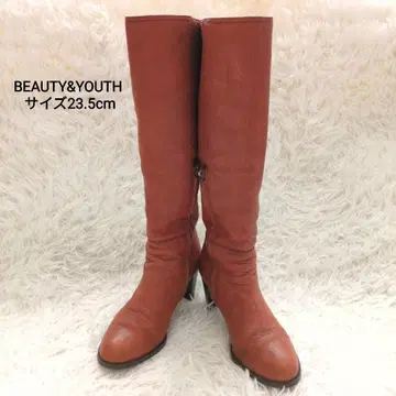 [ 새상품급 ] 뷰티앤유스 브라운 가죽 롱 부츠 사이즈 23.5