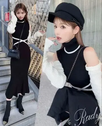 새상품급 Rady 허리 크로스 니트 원피스 M