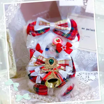 니지파페 10cm 인형옷 인형탈 앉기 크리스마스 곰 빨간색