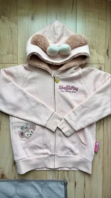디즈니 셰리 메이 풀 집업 속기모 자수 후드 리본 포함 후드티
