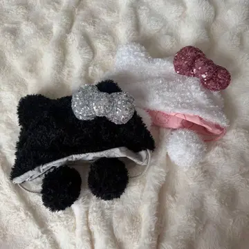 유니버설 스튜디오 재팬 키티 모자 화이트 블랙 세트