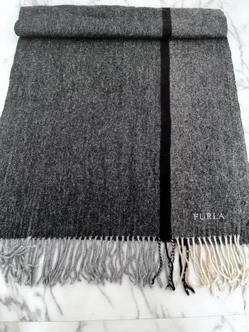 훌라 FURLA 스톨 머플러 워셔블 캐시미어 100% 차콜 그레이