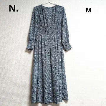 0427 N. 에 도트 꽃무늬 키넥 긴팔 롱 원피스 M