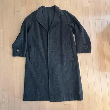 BARBICHE 롱 체스터 코트 맥시 길이 울 짙은 갈색 새상품급