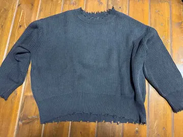 JEANASIS 블랙 리브 스웨터 F 사이즈