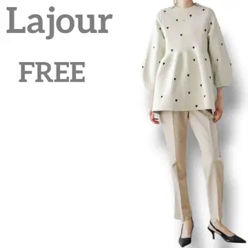 Lajour 여성용 니트 페플럼 풀오버 하트 FREE