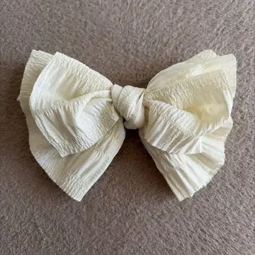 아이보리 리본 헤어 클립