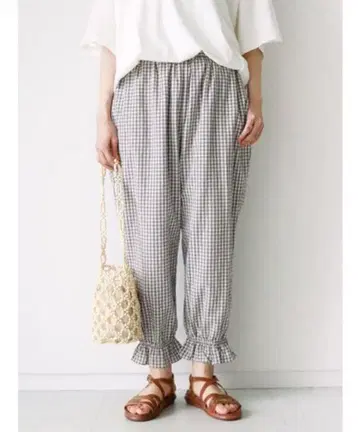 사만사 모스모스 밑단 프릴 깅엄 체크 팬츠 sm2