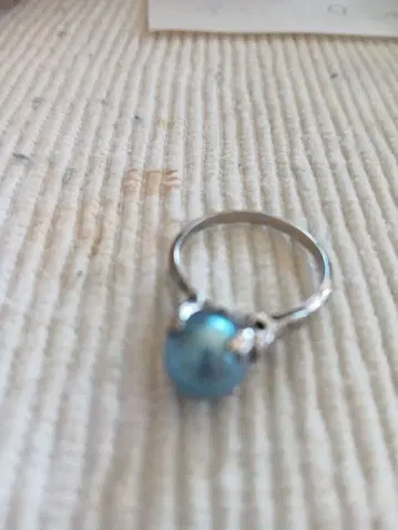 파란색 펄 실버 반지