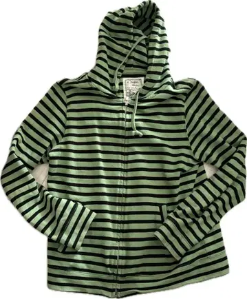 스트라이프 후드티 Y2K 그린