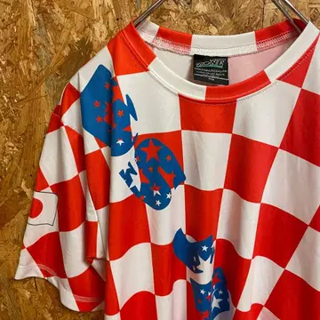 AE9173 ZONE 반팔 티셔츠 레드 체크 M