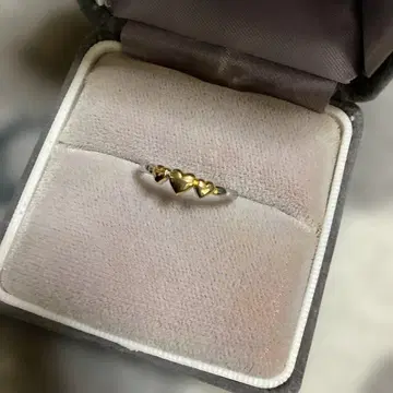 하트형 골드 장식 실버 반지