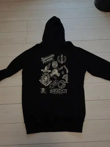 GREASER 블랙 그래픽 후드티